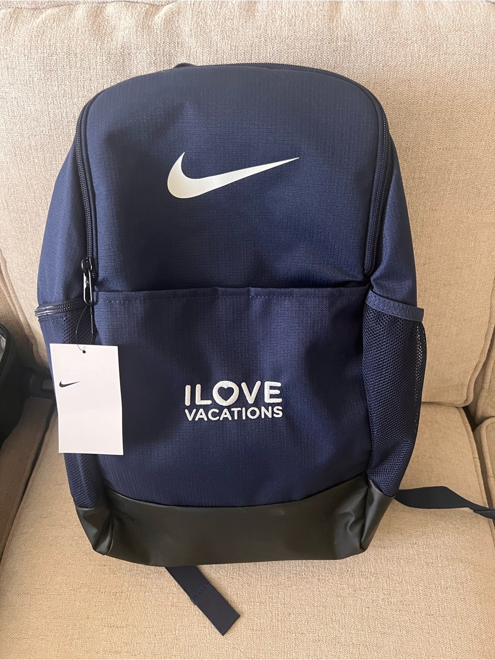 Nike Navy Blue & Black "I Love Vacations" Backpack